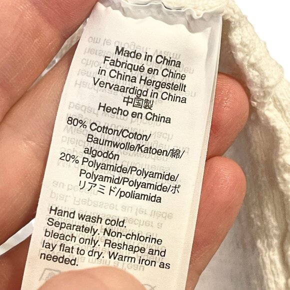 Madewell‎ Summer Ryder Cardigan Sweater Stripe Texture Solid Ivory Open Front XL - Picture 7 of 8